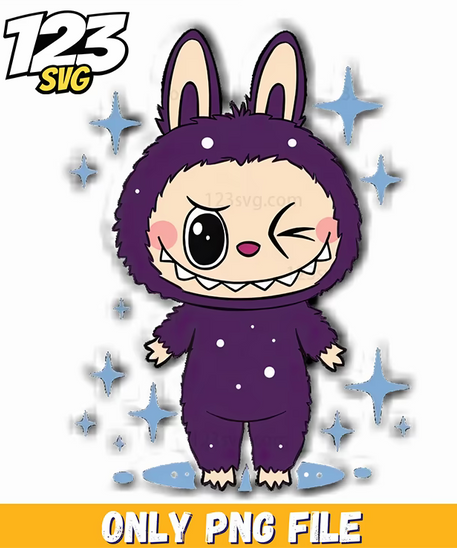 purple wink labubu png, labubu png, labubu png clipart - 123SVG Store