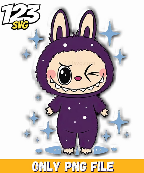 purple wink labubu png, labubu png, labubu png clipart - 123SVG Store