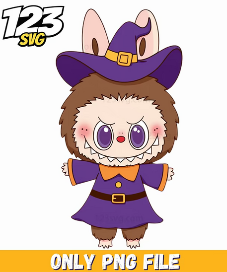 purple witch labubu png, labubu png, labubu character design - 123SVG Store