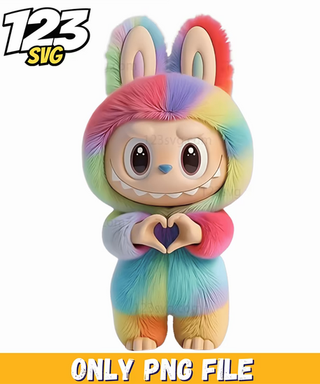 rainbow bunny labubu png funny, labubu funny cartoon, labubu funny pictures - 123SVG Store