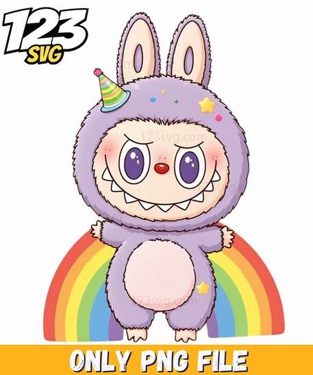 rainbow bunny labubu png, labubu characters, labubu png images - 123SVG Store