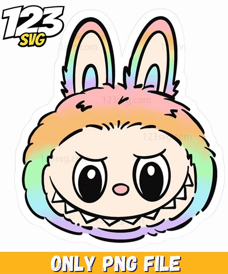 rainbow bunny sticker labubu png, colorful bunny stickers labubu, bunny labubu stickers and prints - 123SVG Store