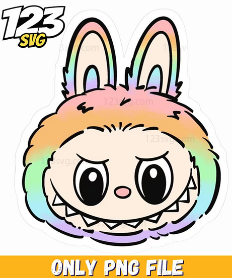 rainbow bunny sticker labubu png, colorful bunny stickers labubu, bunny labubu stickers and prints - 123SVG Store