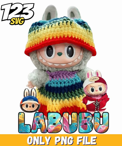 rainbow sweater labubu png, labubu sweater, labubu clothing - 123SVG Store