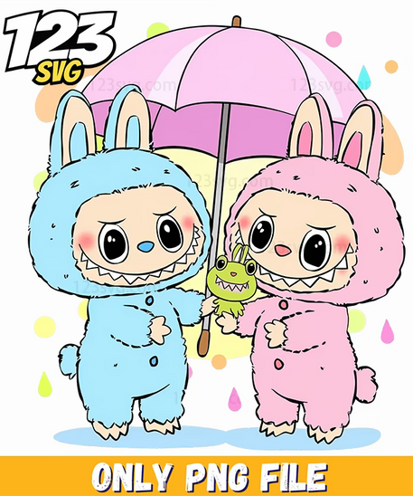 rainy day labubu friends png, labubu friends rainy day, labubu friends rainy day png - 123SVG Store