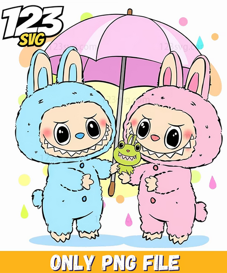 rainy day labubu friends png, labubu friends rainy day, labubu friends rainy day png - 123SVG Store
