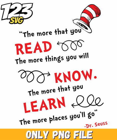 read know learn dr seuss png, dr.seuss characters png, dr.seuss friends valentine png - 123SVG Store