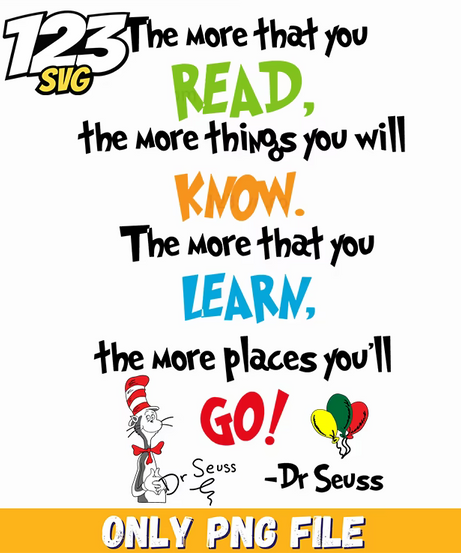 read know learn go dr seuss png 2, dr seuss characters valentine's day png, dr seuss characters png - 123SVG Store