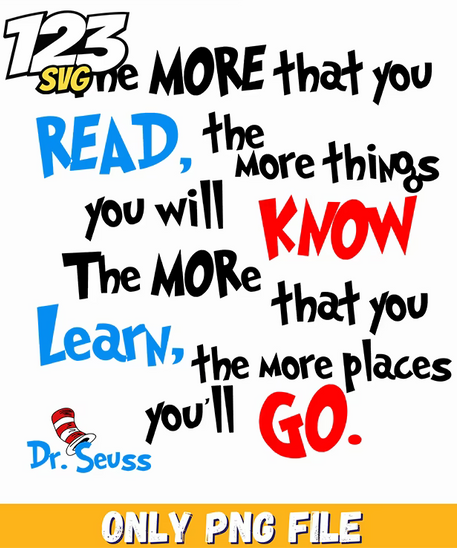 read know learn go dr seuss png, dr seuss characters png, inspirational tree png - 123SVG Store