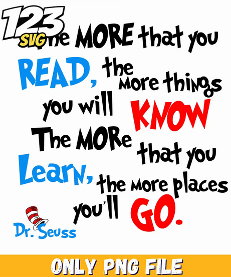 read know learn go dr seuss png, dr seuss characters png, inspirational tree png - 123SVG Store