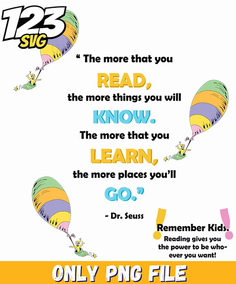 read know learn quote dr seuss png, motivational quote png, resilienc - 123SVG Store