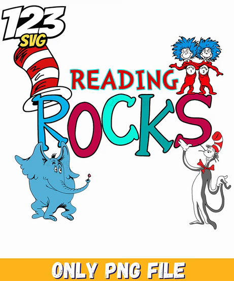 reading rocks dr seuss png, dr.seuss characters png, christmas demon hunter png - 123SVG Store