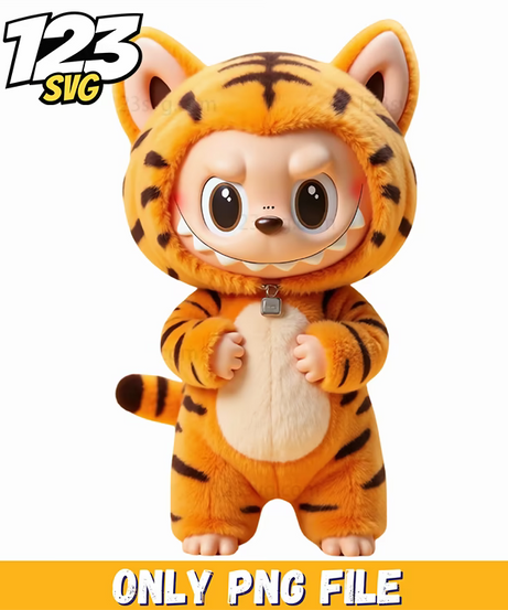 realistic tiger bunny labubu png, tiger labubu png, labubu realistic png - 123SVG Store