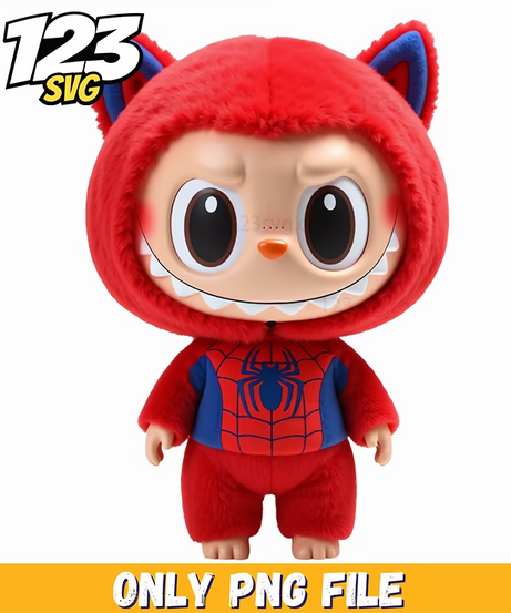 red superhero labubu png, red superhero labubu, labubu superhero png - 123SVG Store