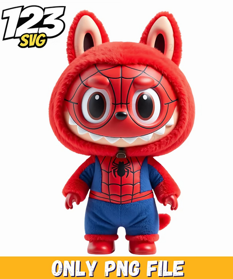 red superhero labubu png, labubu png, labubu superhero png - 123SVG Store