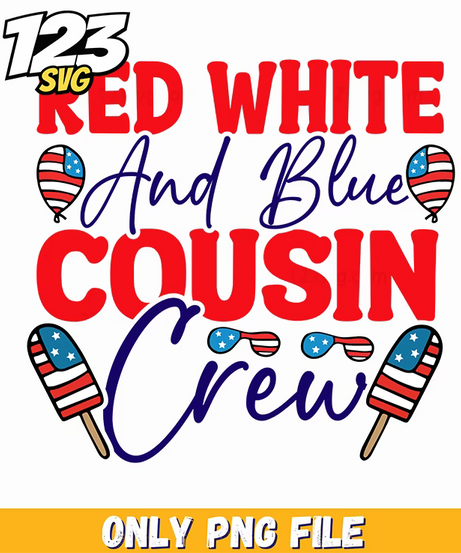 red white and blue cousin crew popsicles png, cousin crew popsicles, popsicle crew red white blue - 123SVG Store