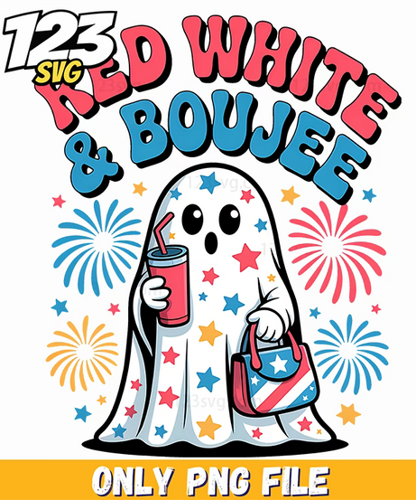 red white and boujee ghost drink png, mardi gras day png, halloween spirit png - 123SVG Store