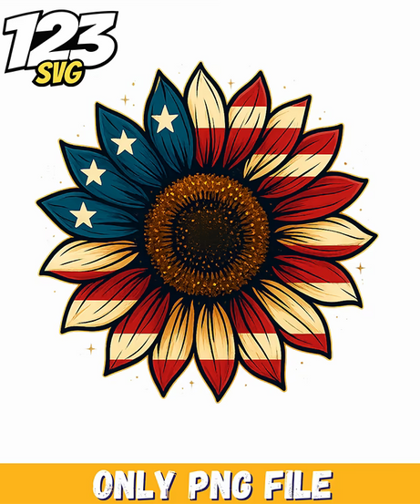 red white blue sunflower png, she loves jesus and merica too creative png, faith and patriotism png - 123SVG Store