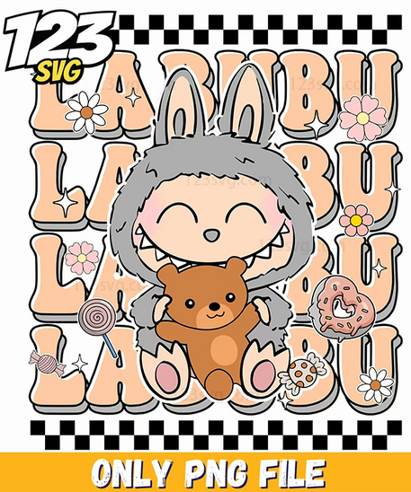 retro sleepy labubu png, labubu png, sleepy labubu image - 123SVG Store