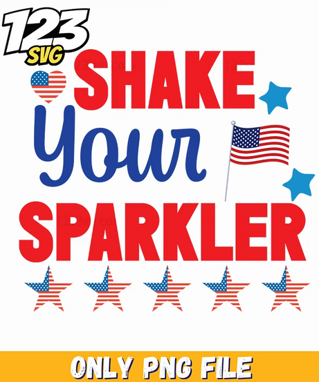 shake your sparkler heart flag stars png, happy birthday sparkler flag, sparkler heart flag background - 123SVG Store