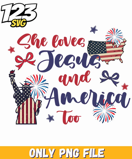 she loves jesus and america too png, the love for jesus png, jesus png - 123SVG Store