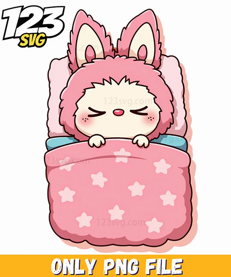 sleeping bunny labubu png, labubu png, labubu bunny png - 123SVG Store