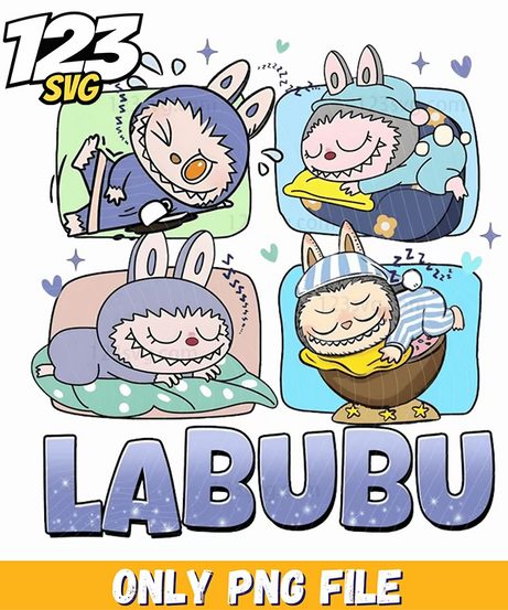 sleeping labubu collage png funny, labubu funny pictures, funny labubu images - 123SVG Store