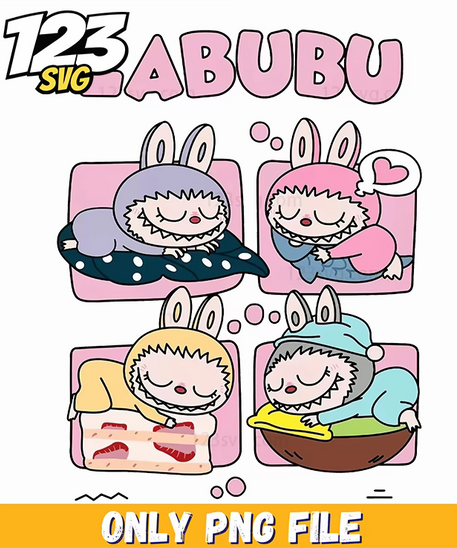 sleeping labubu png, labubu png, labubu png transparent background - 123SVG Store