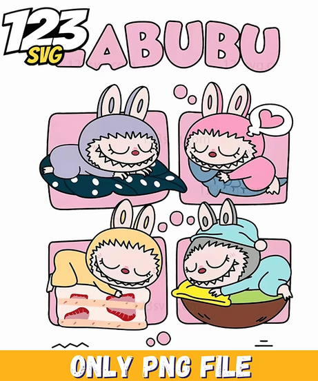 sleeping labubu png, labubu png, labubu png transparent background - 123SVG Store