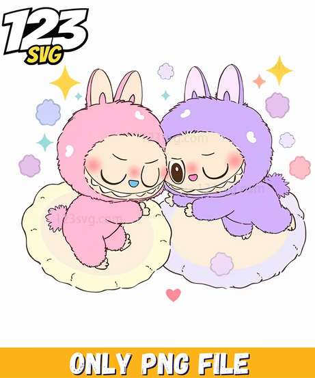 sleeping pastel labubu friends png, labubu pastel friends, pastel friends labubu - 123SVG Store