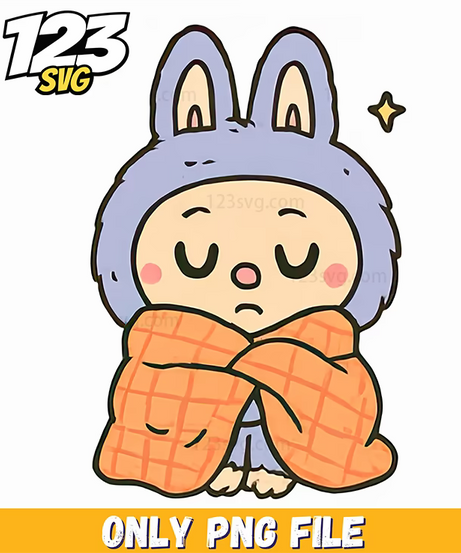 sleepy blanket labubu png, labubu plush soft, labubu pillow blanket - 123SVG Store