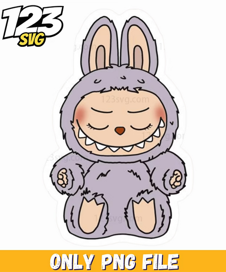 sleepy purple labubu png, purple labubu png, labubu png - 123SVG Store