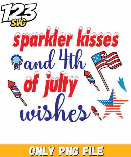 sparkler kisses and 4th of july wishes ribbon flags stars png, 4th of july wishes ribbon flags, sparkler kisses and 4th of july wishes - 123SVG Store