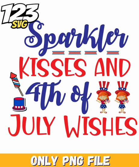 sparkler kisses and 4th of july wishes uncle sam hats little girls png, uncle sam hats for little girls, little girls uncle sam hats - 123SVG Store