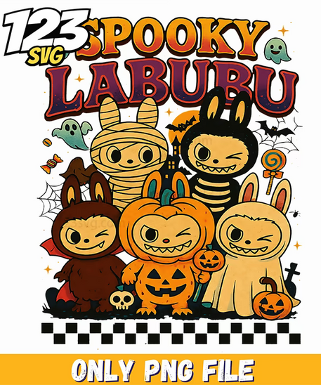 spooky halloween labubu art png, labubu art png, labubu png art - 123SVG Store