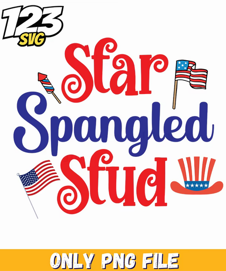 star spangled stud png, american flag stud, patriotic star stud - 123SVG Store
