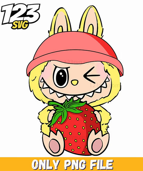 strawberry bunny labubu, labubu strawberry cute, labubu strawberry cartoon - 123SVG Store