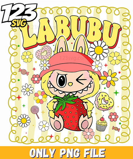 strawberry labubu aesthetic png, labubu aesthetic, strawberry labubu png - 123SVG Store