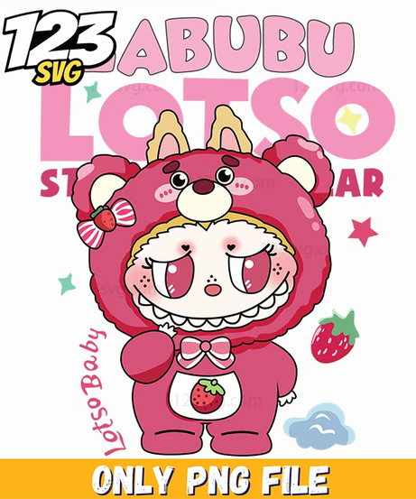 strawberry labubu png, strawberry labubu, labubu strawberry png free - 123SVG Store