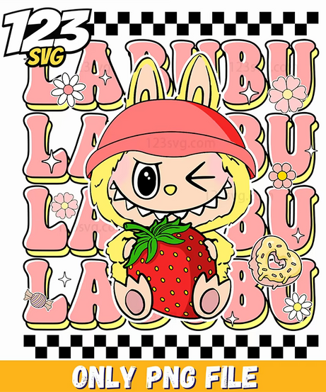 strawberry sleepy labubu png, labubu, labubu png - 123SVG Store