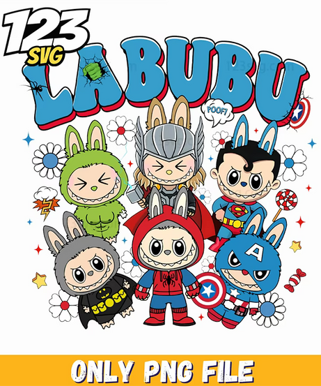 superhero labubu bundle png, labubu png, labubu superhero png - 123SVG Store