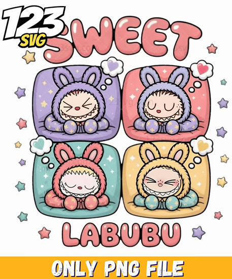 sweet labubu collage png, labubu collage, labubu png - 123SVG Store