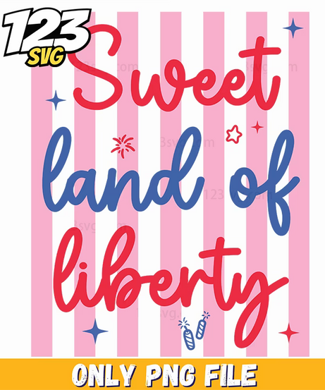 sweet land of liberty png, usa pride png, red white and blue png - 123SVG Store