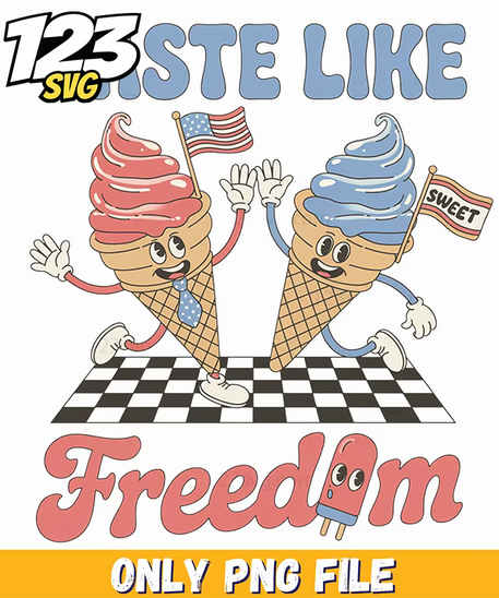 taste like freedom ice cream cones checkerboard png, charlie kirk flashed png, patriot ice cream - 123SVG Store