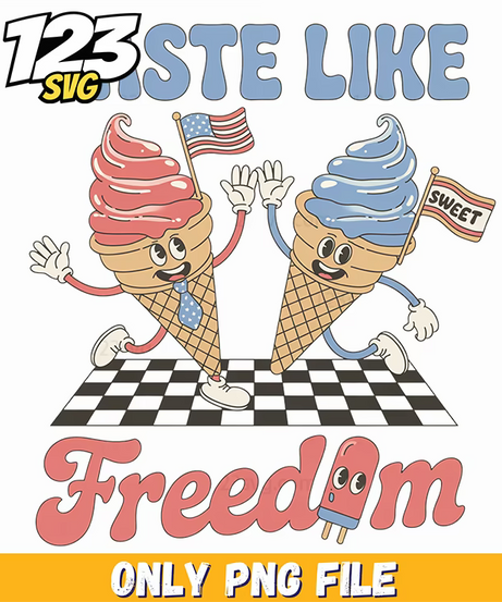 taste like freedom ice cream cones checkerboard png, charlie kirk flashed png, patriot ice cream - 123SVG Store