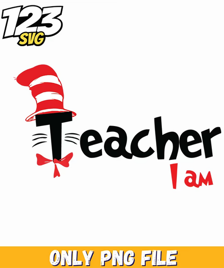 teacher i am dr seuss png, teacher valentine png, teacher png brown bow - 123SVG Store