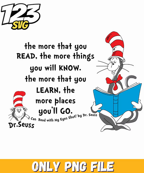 the more you read learn go dr seuss png, dr.seuss characters png, dr.seuss characters valentine's day png - 123SVG Store