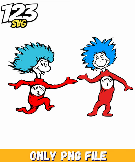 thing 1 and 2 running characters dr seuss png, dr seuss characters png, labubu cartoon characters png - 123SVG Store