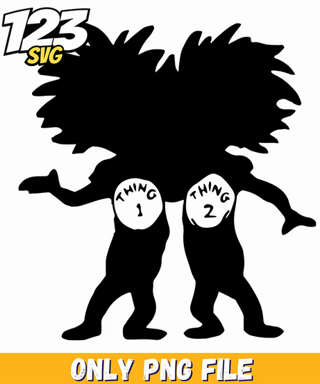 thing 1 thing 2 silhouette dr seuss png, dr seuss characters png, dr seuss friends valentine png - 123SVG Store