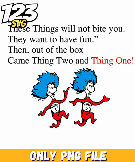 thing one thing two fun dr seuss png, fun cartoon character design, instant download – dreamsvg store - 123SVG Store